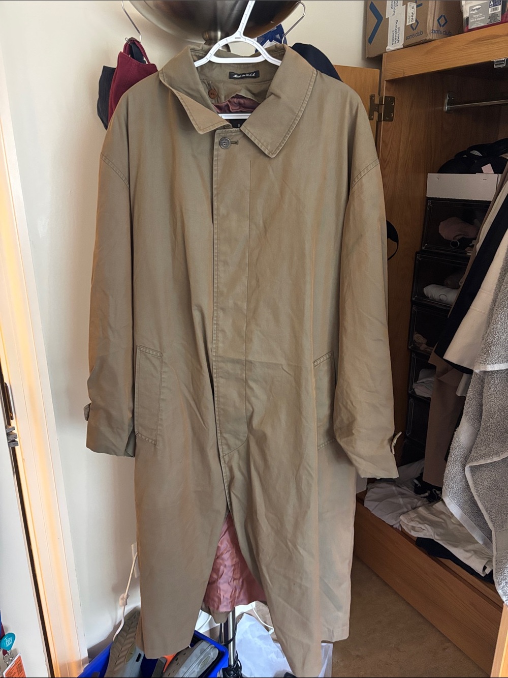 Classic Women’s Long Oversized Trench Coat - Green/Beige